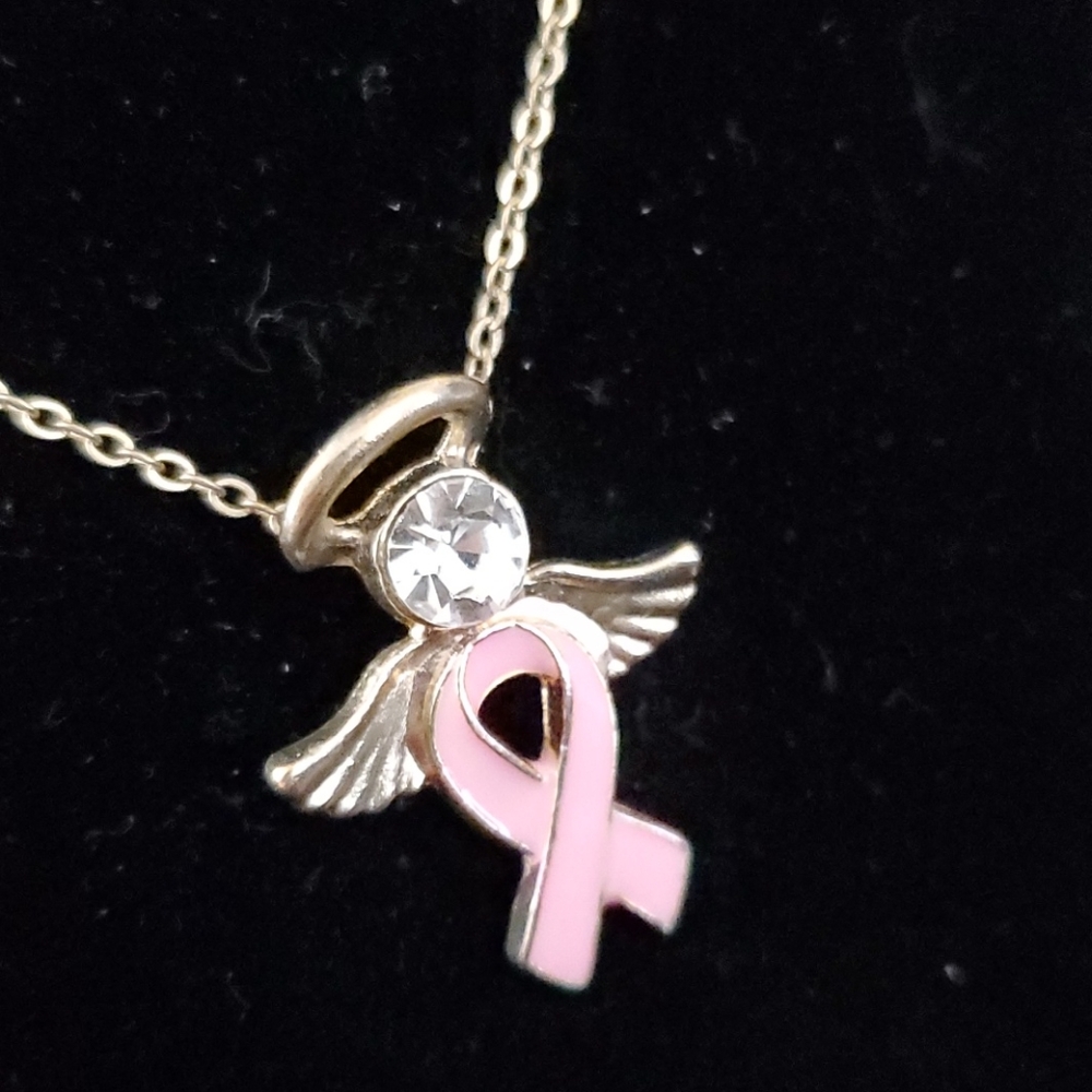 BREST CANCER AWARENESS  ANGEL PENDANT NECKLACE.